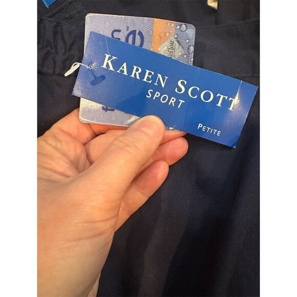 Karen Scott Women's Petite Petite Size 14P Blue Flat Front Casual Pants - Picture 8 of 10